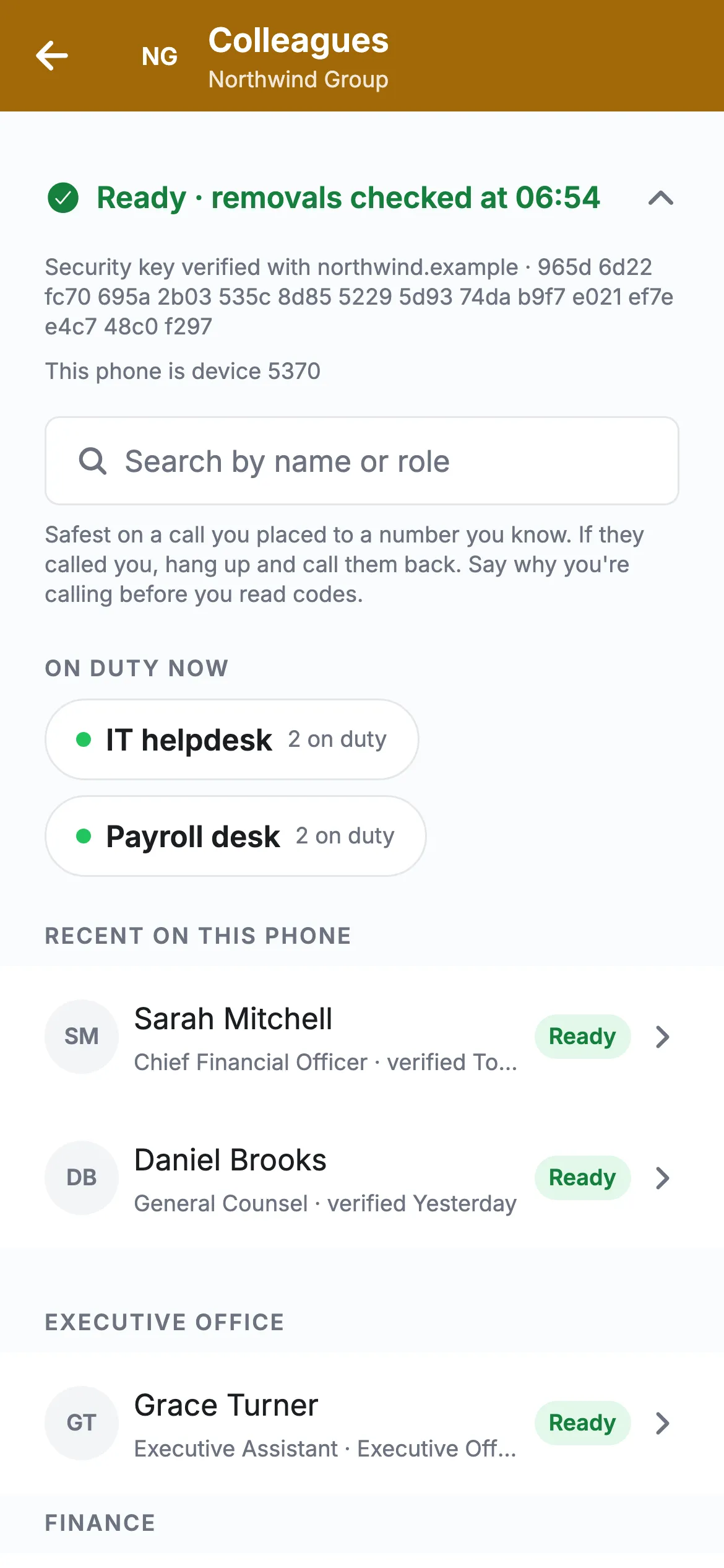 Ready: security key verified with northwind.example.
